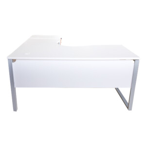 MEX: L-Shape Office Desk + 4-Drawers Mobile Pedestal, White; 160/140x80/60x75cm #BR-01/02-TBR/MP