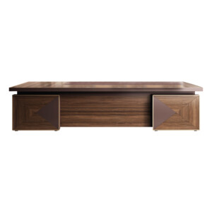 Executive Desk + Fixed Side Return + Pedestal; (200x196x75)cm, Brown oak/Brown