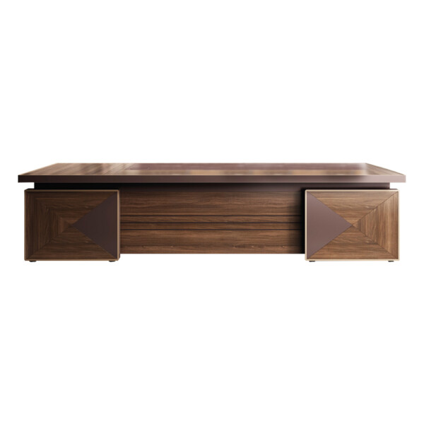 Executive Desk + Fixed Side Return + Pedestal; (200x196x75)cm, Brown oak/Brown