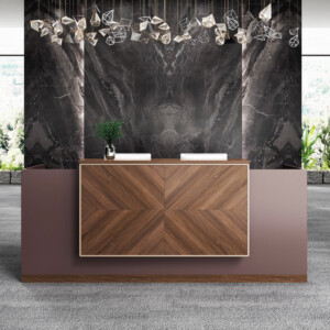 Reception Desk + Mobile Pedestal; (240x74x108.5)cm, Brown oak/Brown