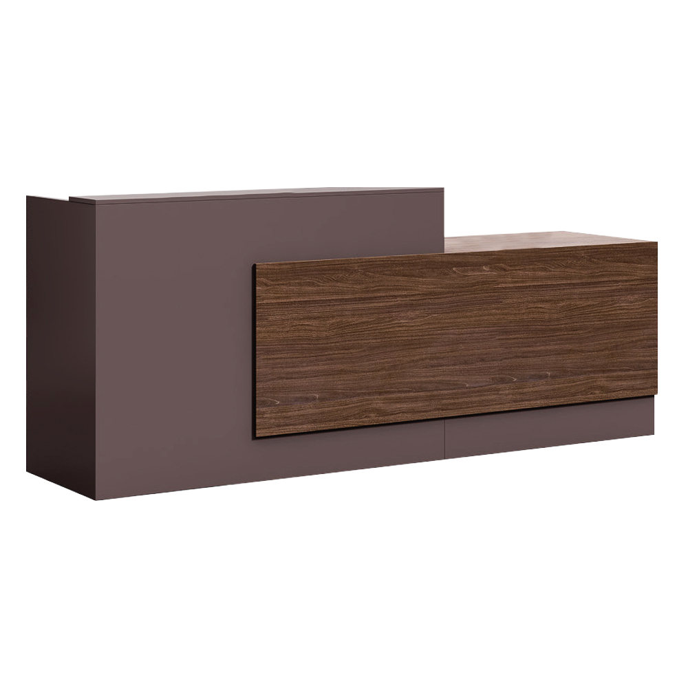 Reception Desk + 4 Drawers; (240x61.6x100)cm, Brown oak/Brown