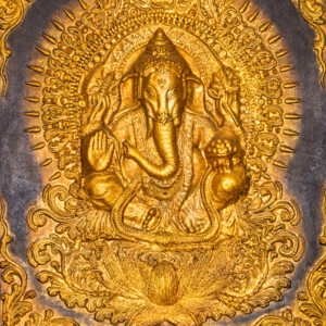 Oil Painting: Embosed Wall Ganesha; 120x100cm Ref. RY-3