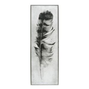 Oil Painting With Frame: (50x150x2.2)cm, Black/White Feather