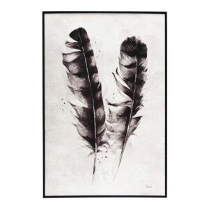 Oil Painting With Frame: (80x120x3.5)cm, Black/White 2 Feathers