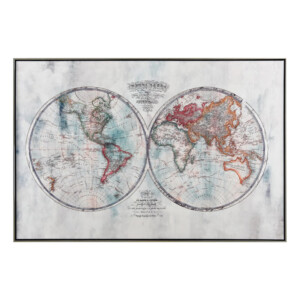 World map Art: Oil Painting With Frame: (120x80x2.2)cm