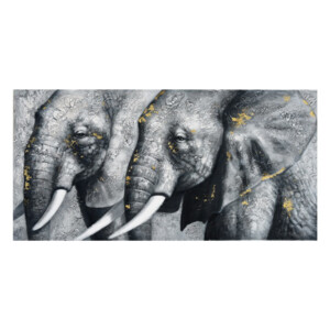 Elephants Oil Painting: (140x70x3.5)cm