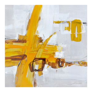 Yellow/White Brushed: Oil Painting : (100x100x3.5)cm