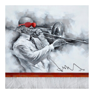 Trombone Player: Oil Painting: (120x120x4.5)cm