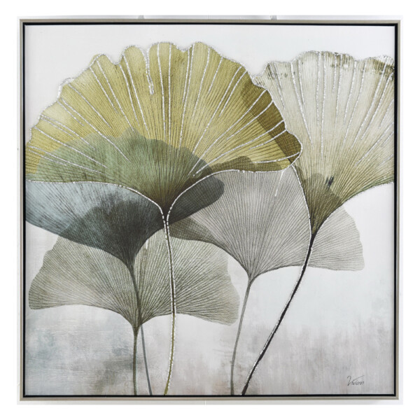 Aquatic Plant: Printed/Oil Painting + Frame: (80x80x2.2)cm