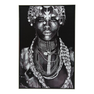 Maasai Beaded: Printed/Oil Painting + Frame: (80x120x2.2)cm