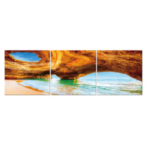 Sea Shore Cliff sunset: Printed Painting Set + Frame 3pc: (70x150)cm