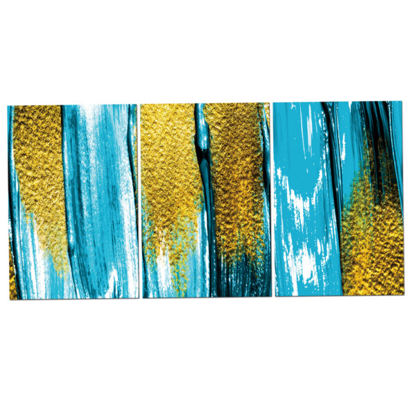 Blue/Gold: Printed Painting Set + Frame 3pc: (60x180)cm