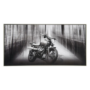 Motorcycle: Printed/Oil Painting + Frame: (120x60x3.5)cm