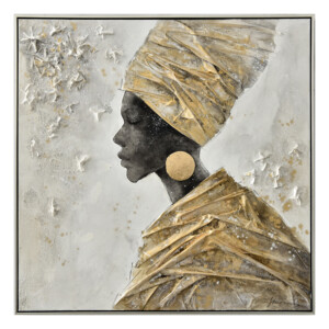 African Woman: Oil Painting With Frame: (100x100x2.2)cm