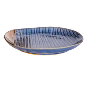 Decorative Teracotta Ceramic Plate: (22.8x22.8x3.8)cm, Blue