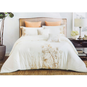 Domus: King Comforter Set: 7pcs: (240x260)cm, White with Tree Pattern