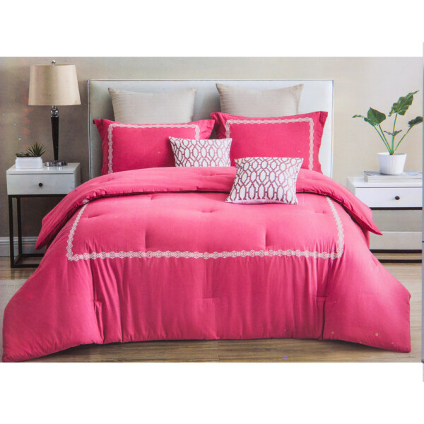 Domus: Queen Comforter Set: 7pcs: (220x230)cm, Pink