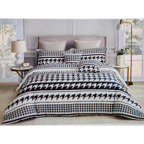 Domus: Single Comforter Set: 5pcs: (160x220)cm, Black/White