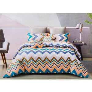 Domus: Queen Comforter Set: 7pcs: (220x230)cm, Multicolor Zigzag