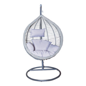 Rattan Furniture: Swing Basket + Steel Stand + Cushion
