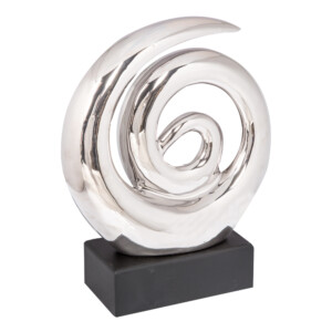 Domus: Abstract Spiral Sculpture With Base, Silver/Black; 11.5inch