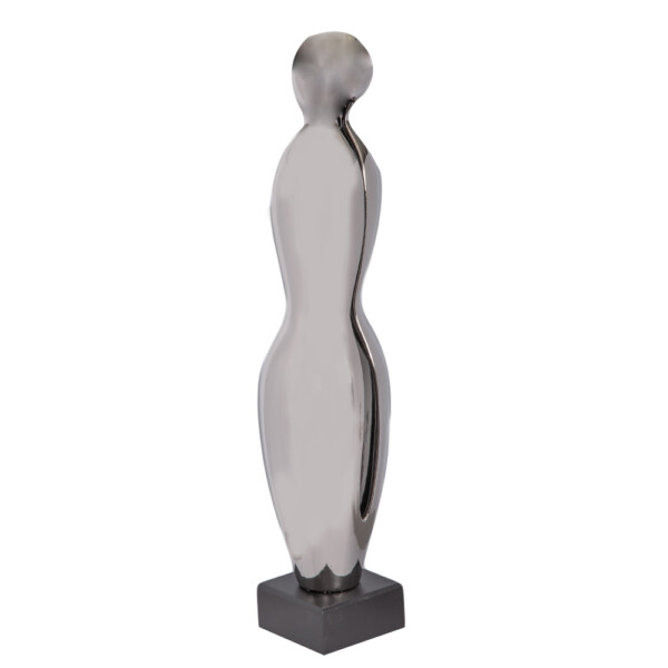 DOMUS: Abstract Sculpture With Base, Silver/Black; 17inch #S18172