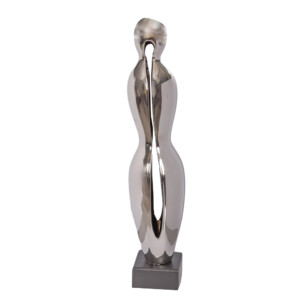 DOMUS: Abstract Sculpture With Base, Silver/Black; 17inch #S18172