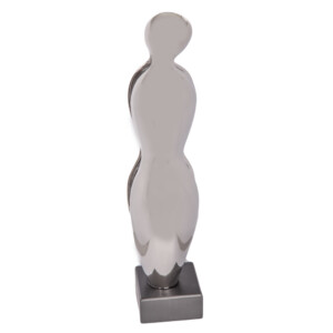 DOMUS: Abstract Sculpture With Base, Silver/Black; 15.5inch #S18173