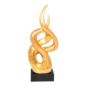 Domus: Abstract Sculpture With Base, Gold/Black; 20inch
