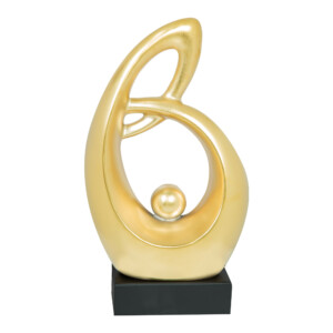 Domus: Abstract Sculpture With Base, Gold/Black; 19.5inch