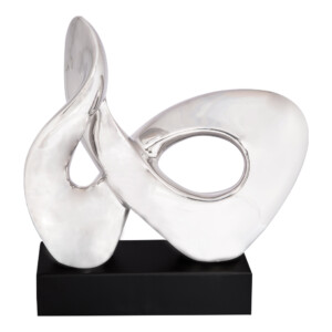 Domus: Abstract Sculpture With Base, Silver/Black; 13inch