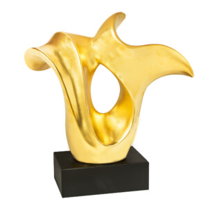 Domus: Abstract Sculpture With Base, Gold/Black; 19inch
