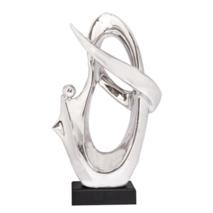 Domus: Abstract Sculpture With Base, Silver/Black; 18inch
