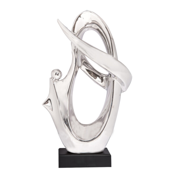 Domus: Abstract Sculpture With Base, Silver/Black; 18inch