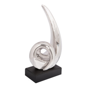 Domus: Abstract Sculpture With Base, Silver/Black; 13.5inch