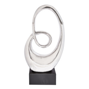 Domus: Abstract Sculpture With Base, Silver/Black; 22inch