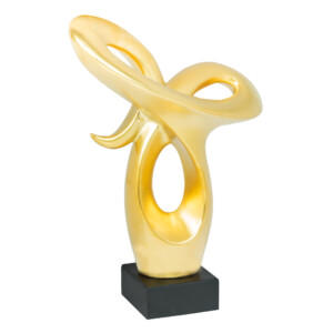 Domus: Abstract Sculpture With Base, Gold/Black; 17.5inch