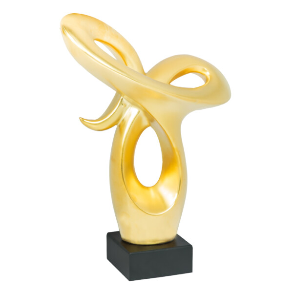 Domus: Abstract Sculpture With Base, Gold/Black; 17.5inch