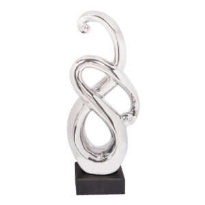 Domus: Abstract Sculpture With Base, Silver/Black; 16inch