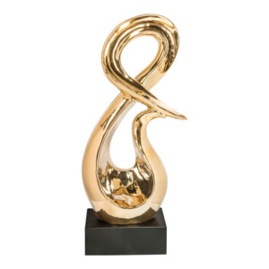 Domus: Abstract Sculpture With Base, Rose Gold/Black; 24.5inch