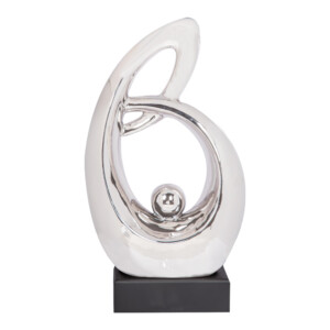 Domus: Abstract Sculpture With Base, Silver/Black; 19.5inch