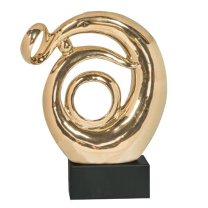 Domus: Abstract Sculpture With Base, Rose Gold/Black; 16inch