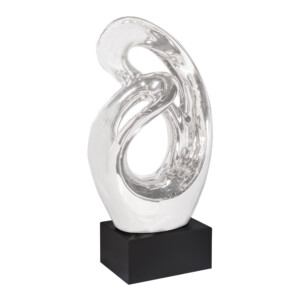 Domus: Abstract Sculpture With Base, Silver/Black; 27inch