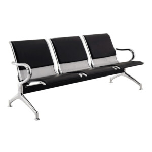 Waiting Chair : 3-Seater : (180x67x79)cm, Silver/Black