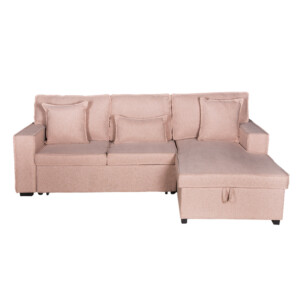 Linen Fabric Corner Sofa With Pull Out Bed, Right #8651