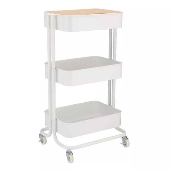 Ello 3-Tier Storage Cart; (43x35x78)cm, White/Brown