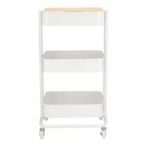 Ello 3-Tier Storage Cart; (43x35x78)cm, White/Brown