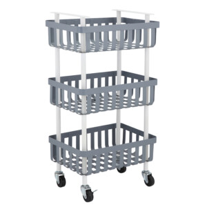 Luppio 3-Tier Storage Cart; (40x27.8x75.5)cm, Dark Grey/Wite