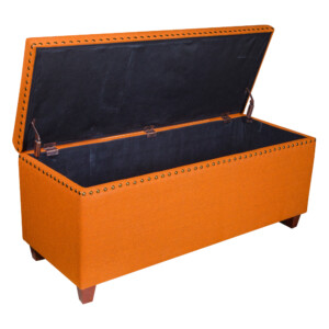 Fabric Storage Chest/Bench; (124.46x48.26x53.34)cm, Light Orange