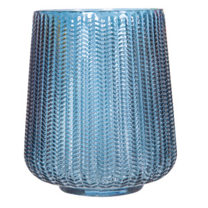 Domus: Glass Vase: (19x16)cm, Ink Blue
